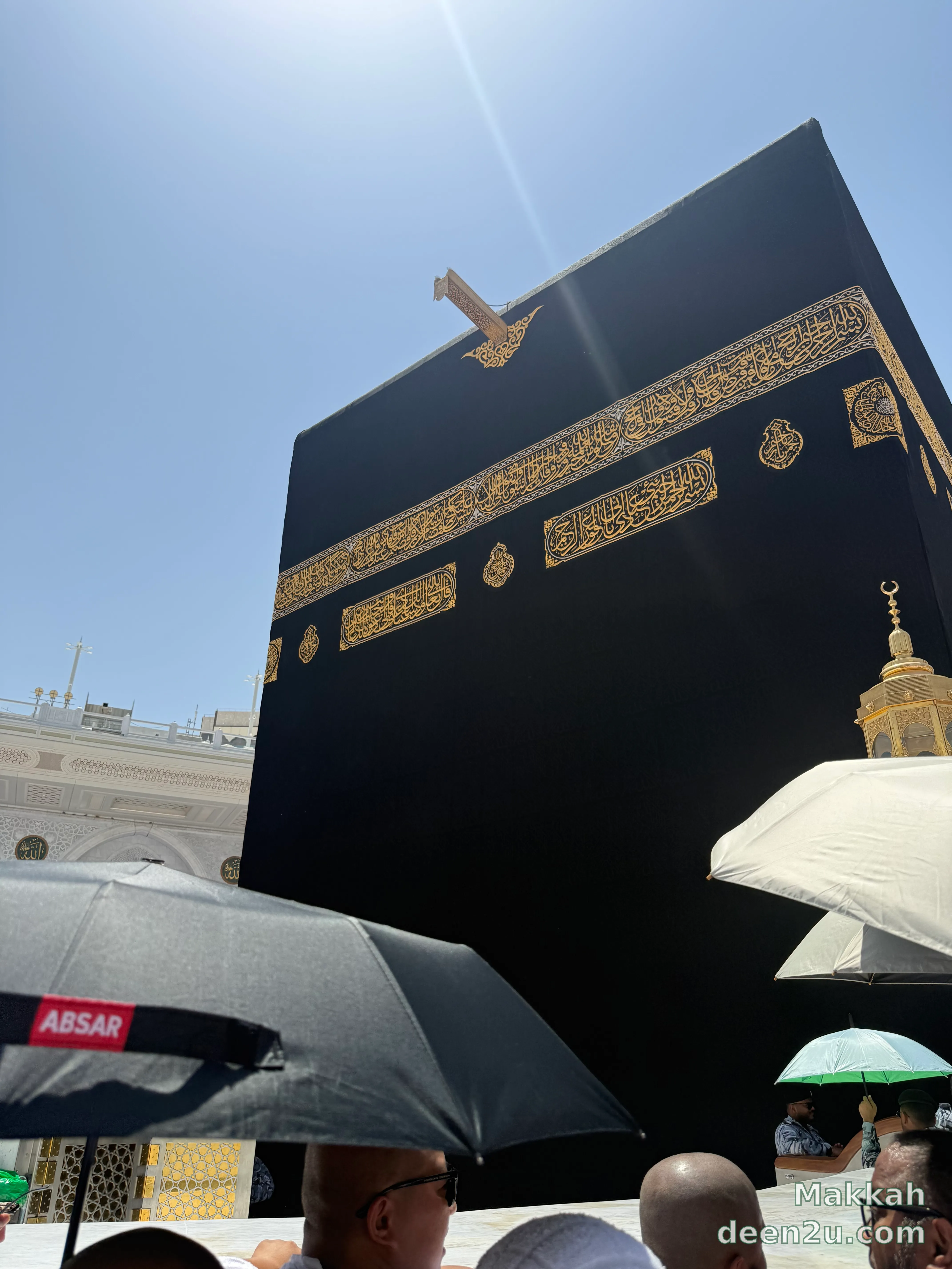 The Kaaba draped in the black Kiswah at the centre of Masjid al-Haram, Makkah.