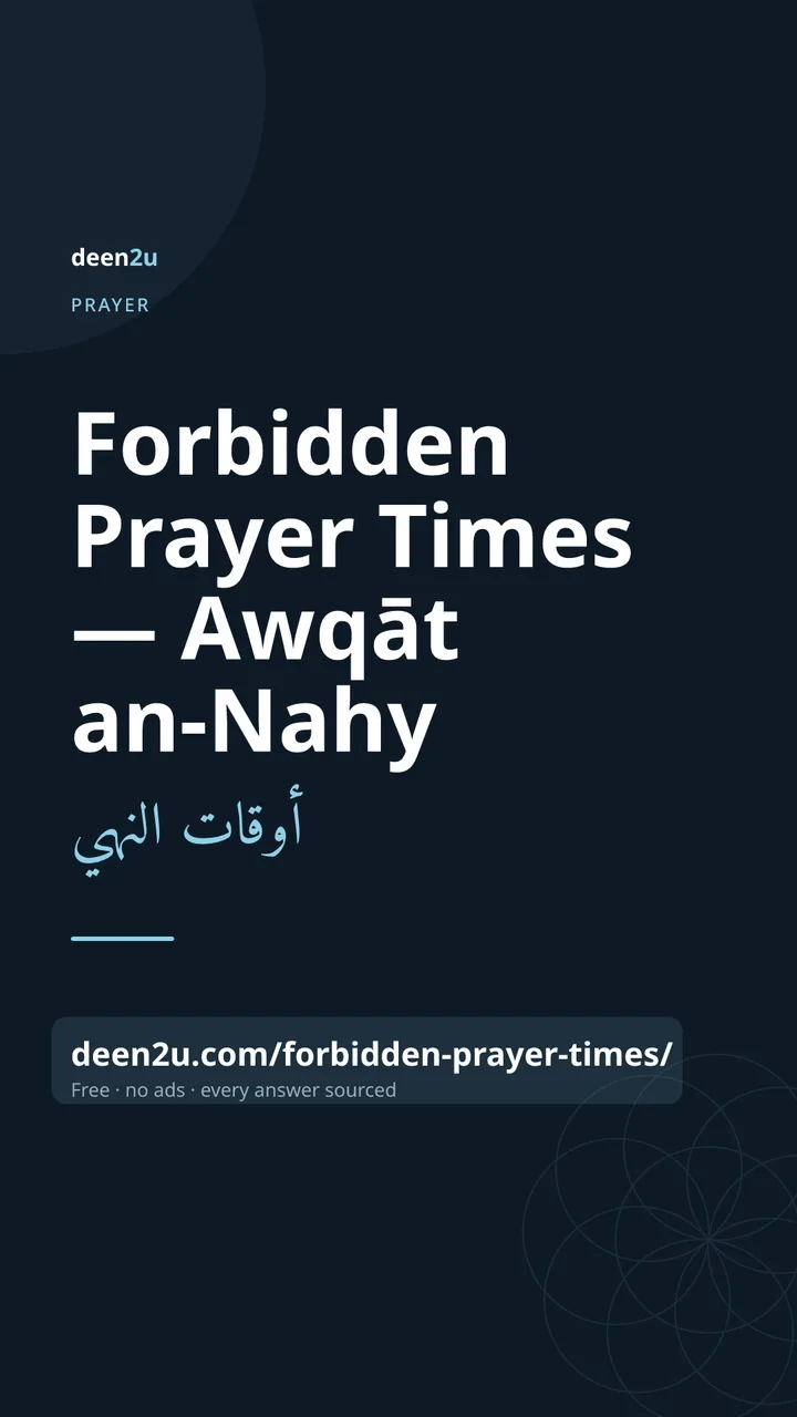 Shareable poster: Forbidden Prayer Times — Awqāt an-Nahy