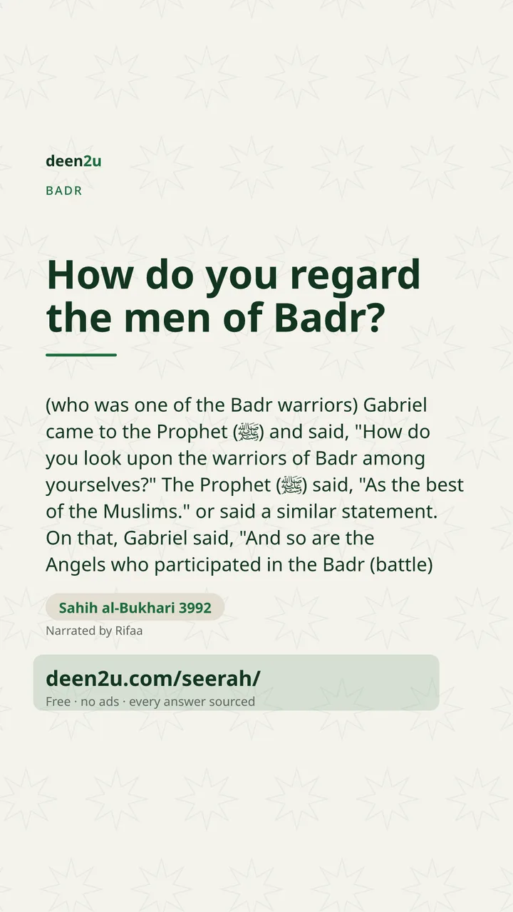 Poster: How do you regard the men of Badr?