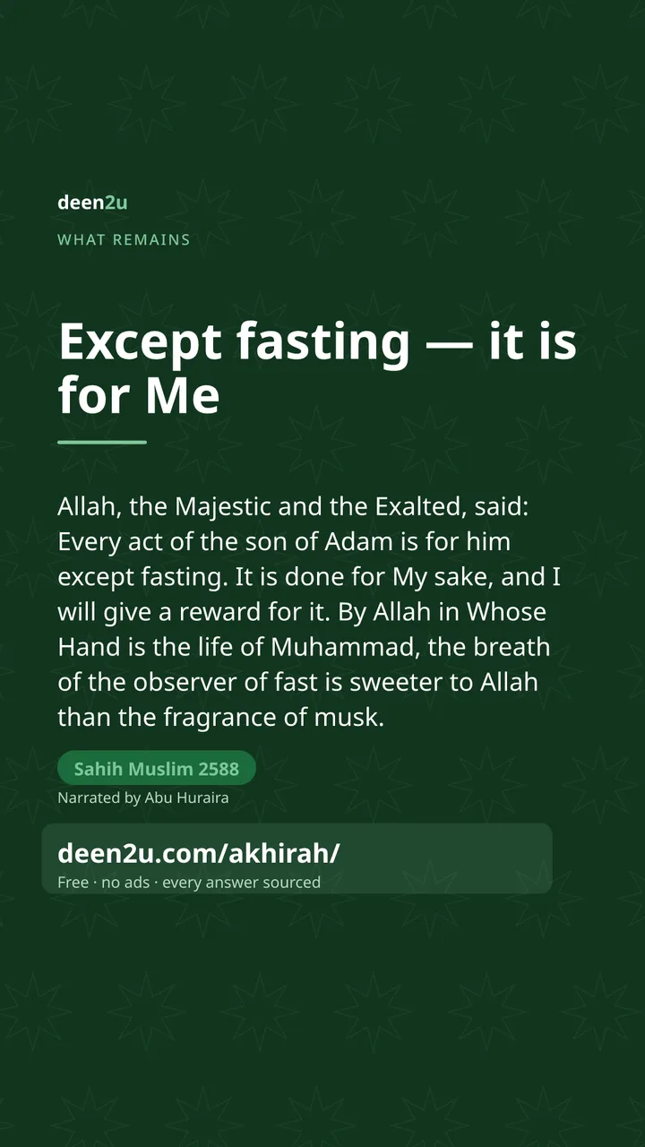 Poster: Except fasting — it is for Me