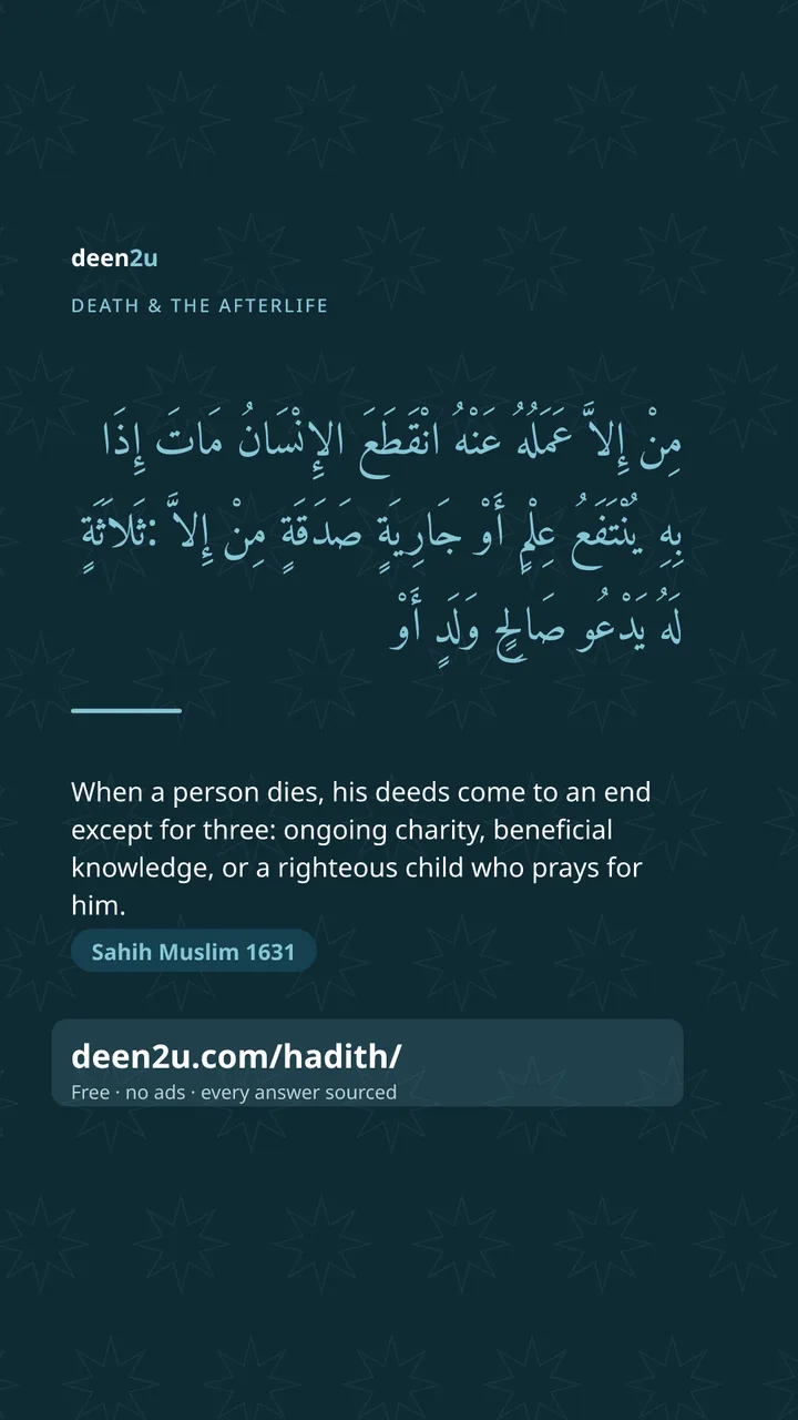 Poster: When a person dies, his deeds come to an end except for three…