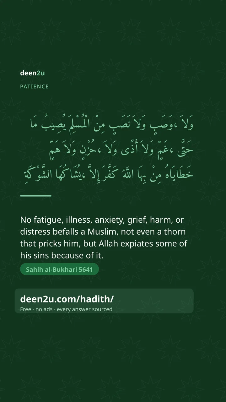Poster: No fatigue, illness, anxiety, grief, harm, or distress befall…