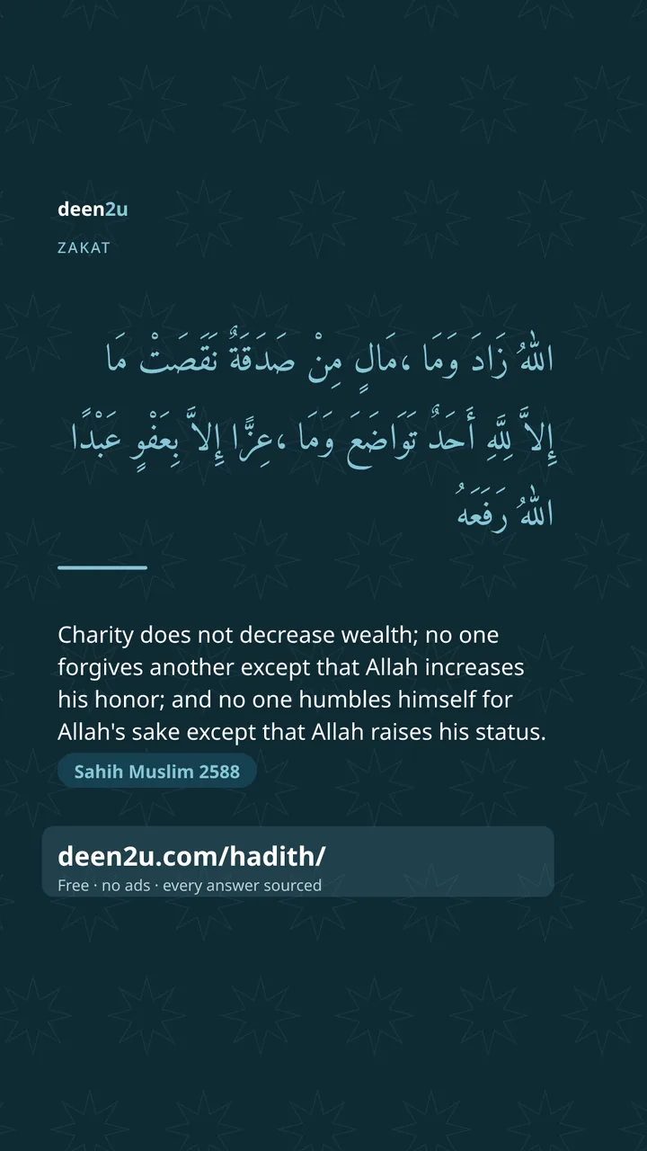 Poster: Charity does not decrease wealth; no one forgives another exc…