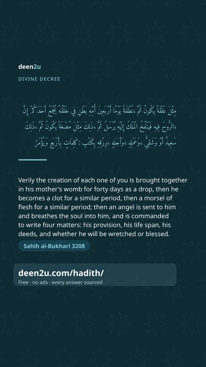 Poster: Verily the creation of each one of you is brought together in…